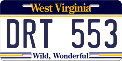 WV license plate DRT553