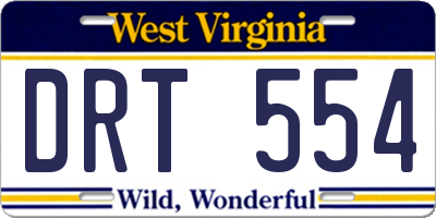 WV license plate DRT554