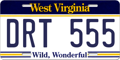 WV license plate DRT555