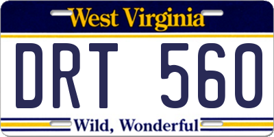 WV license plate DRT560
