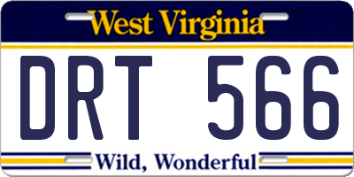 WV license plate DRT566
