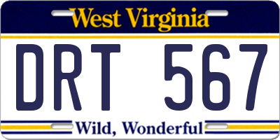 WV license plate DRT567