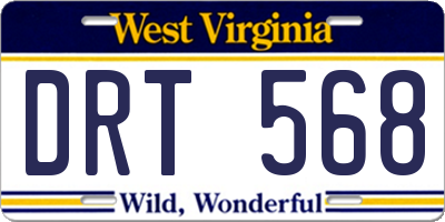 WV license plate DRT568