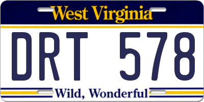 WV license plate DRT578