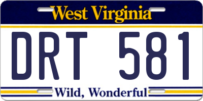 WV license plate DRT581