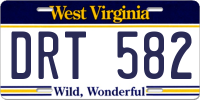 WV license plate DRT582