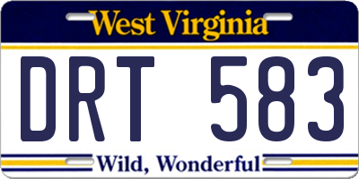WV license plate DRT583