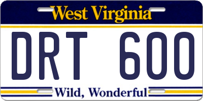 WV license plate DRT600