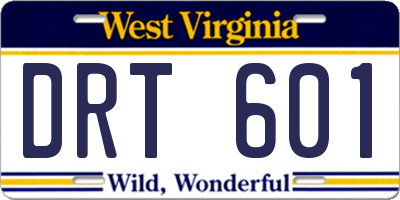 WV license plate DRT601