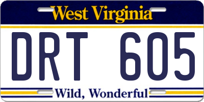 WV license plate DRT605