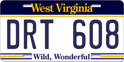 WV license plate DRT608