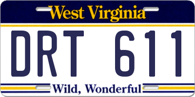 WV license plate DRT611