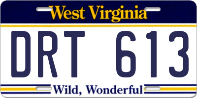 WV license plate DRT613