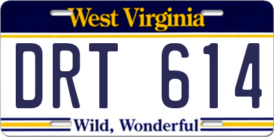 WV license plate DRT614