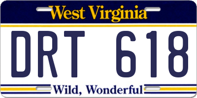 WV license plate DRT618