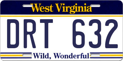 WV license plate DRT632
