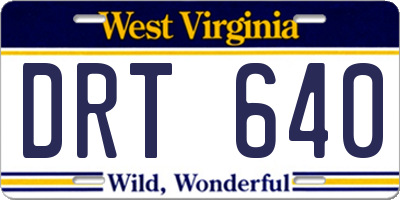WV license plate DRT640