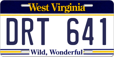 WV license plate DRT641