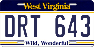 WV license plate DRT643