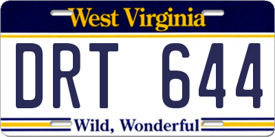 WV license plate DRT644