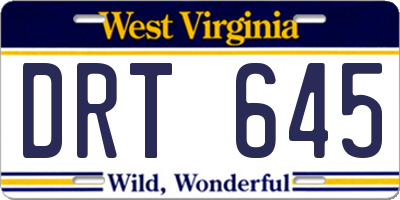 WV license plate DRT645