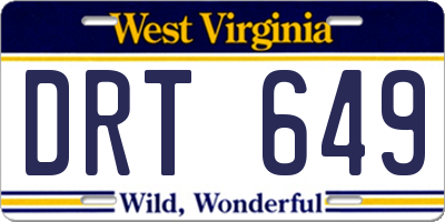 WV license plate DRT649