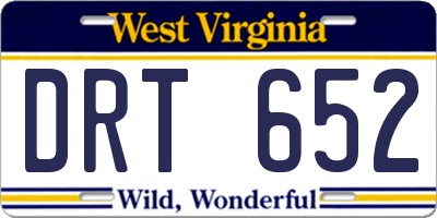 WV license plate DRT652