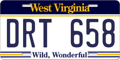 WV license plate DRT658
