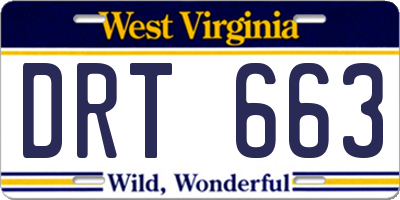 WV license plate DRT663