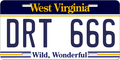 WV license plate DRT666