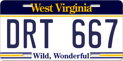 WV license plate DRT667