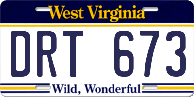 WV license plate DRT673