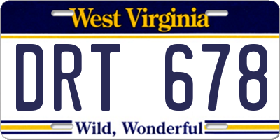 WV license plate DRT678