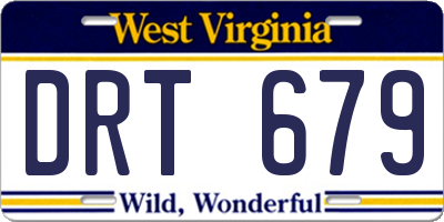 WV license plate DRT679