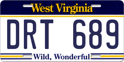 WV license plate DRT689
