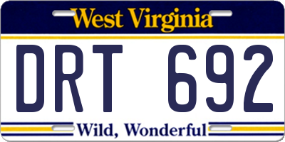 WV license plate DRT692