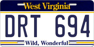 WV license plate DRT694