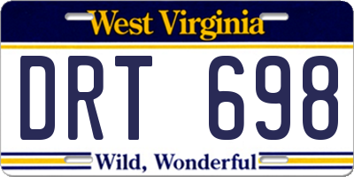 WV license plate DRT698