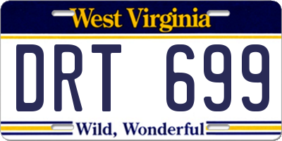 WV license plate DRT699