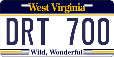 WV license plate DRT700
