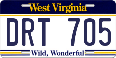 WV license plate DRT705