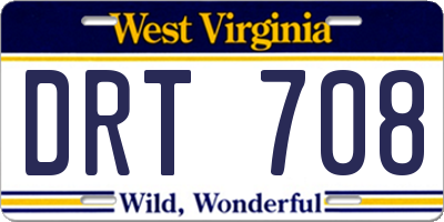 WV license plate DRT708