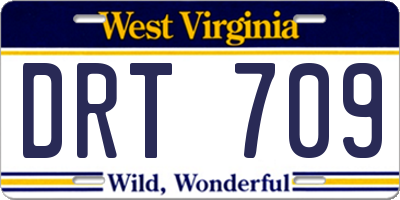 WV license plate DRT709