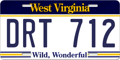 WV license plate DRT712