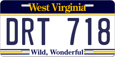 WV license plate DRT718