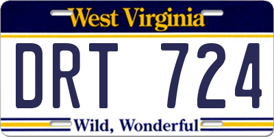 WV license plate DRT724