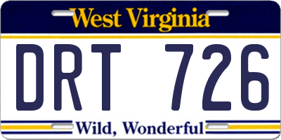WV license plate DRT726
