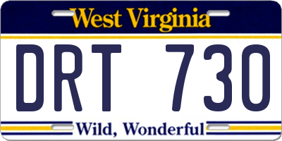 WV license plate DRT730