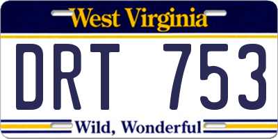 WV license plate DRT753