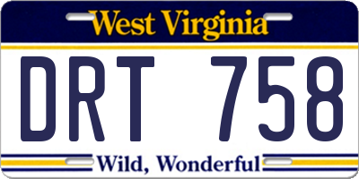 WV license plate DRT758